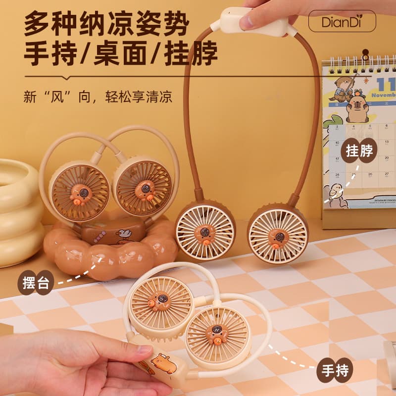 New Cross-Border Hands-Free Neck Fan, Portable Outdoor USB Rechargeable, Foldable Mini Fan with Strong Airflow