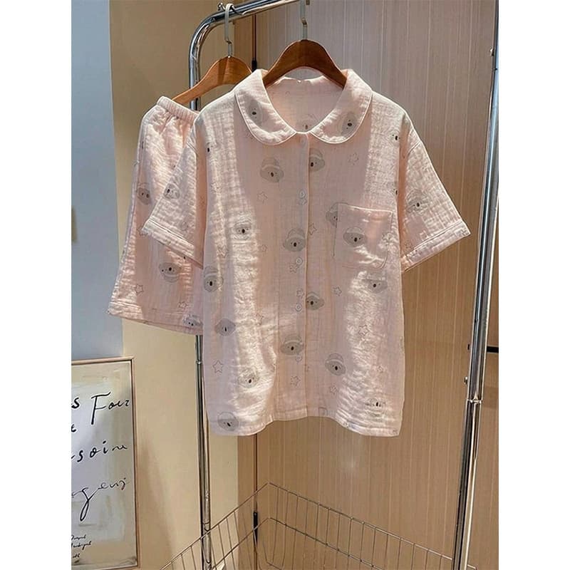 French-Style Cute and Soft Koala Print Pajamas for Women, Summer 2026 New Model, Comfortable Short-Sleeve Shorts Loungewear