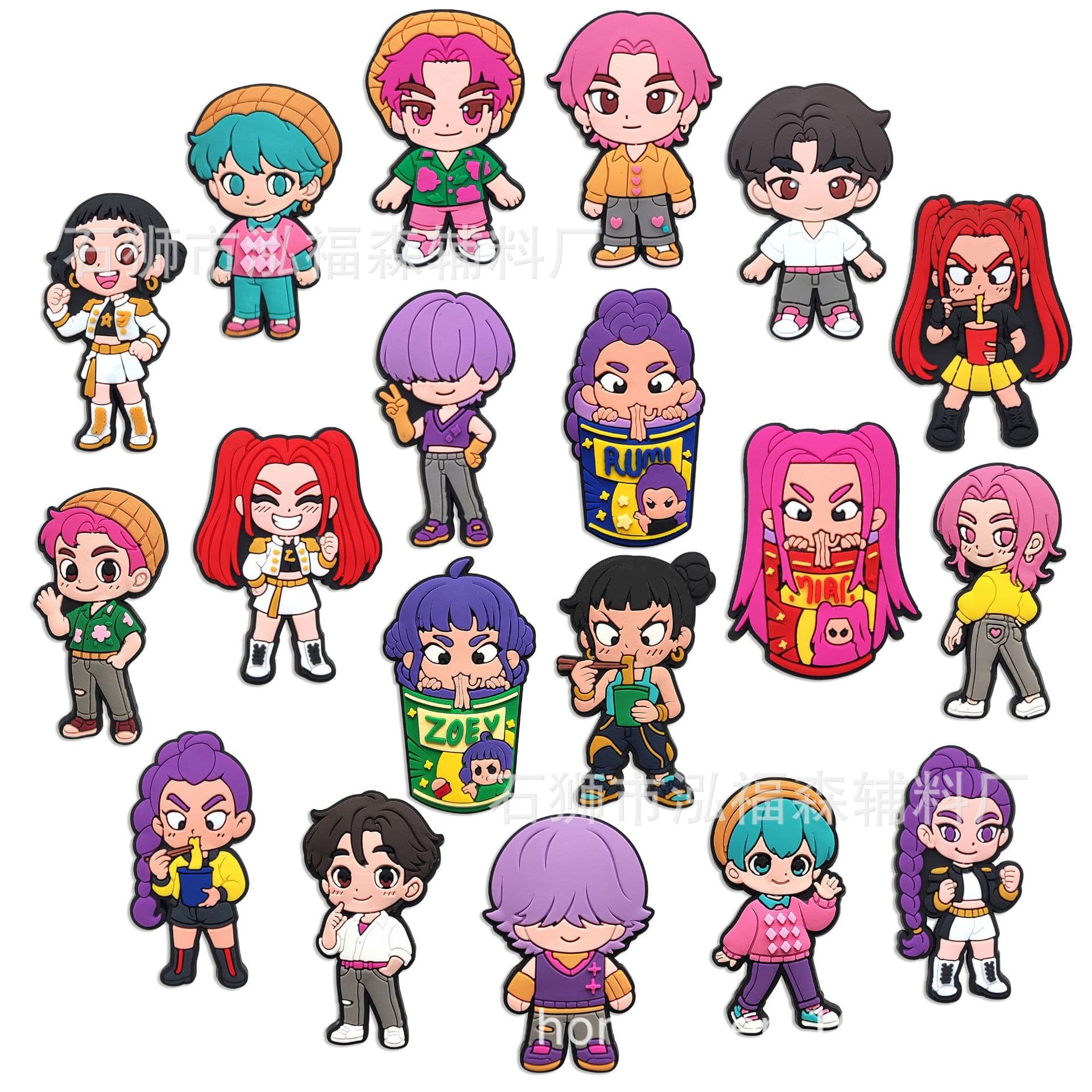 New K-POP Witch Hunter Group Shoe Buckle Shoe Flower Cartoon Animation High-Looking Croc Shoes Accessories Holiday Gift