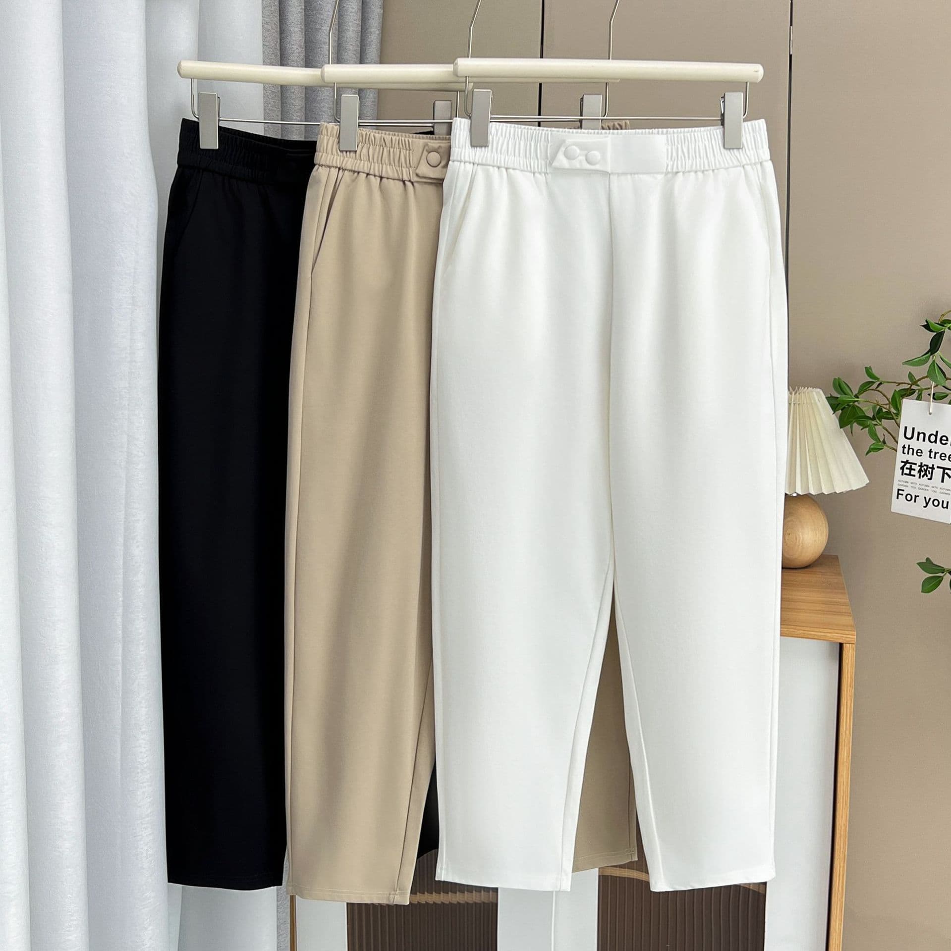 Summer New Style 200 Jin Fat Sister Simple Slim Casual Brocade Cotton Harem Pants Large Size Women's Nine-Point Pants 3502