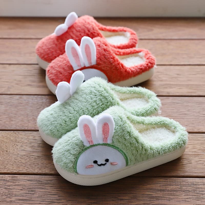 Cixi Uno Footwear 2025 New Children's Cotton Slippers Cute Cartoon Bunny Mid-Kid Slippers Toddler Home Shoes
