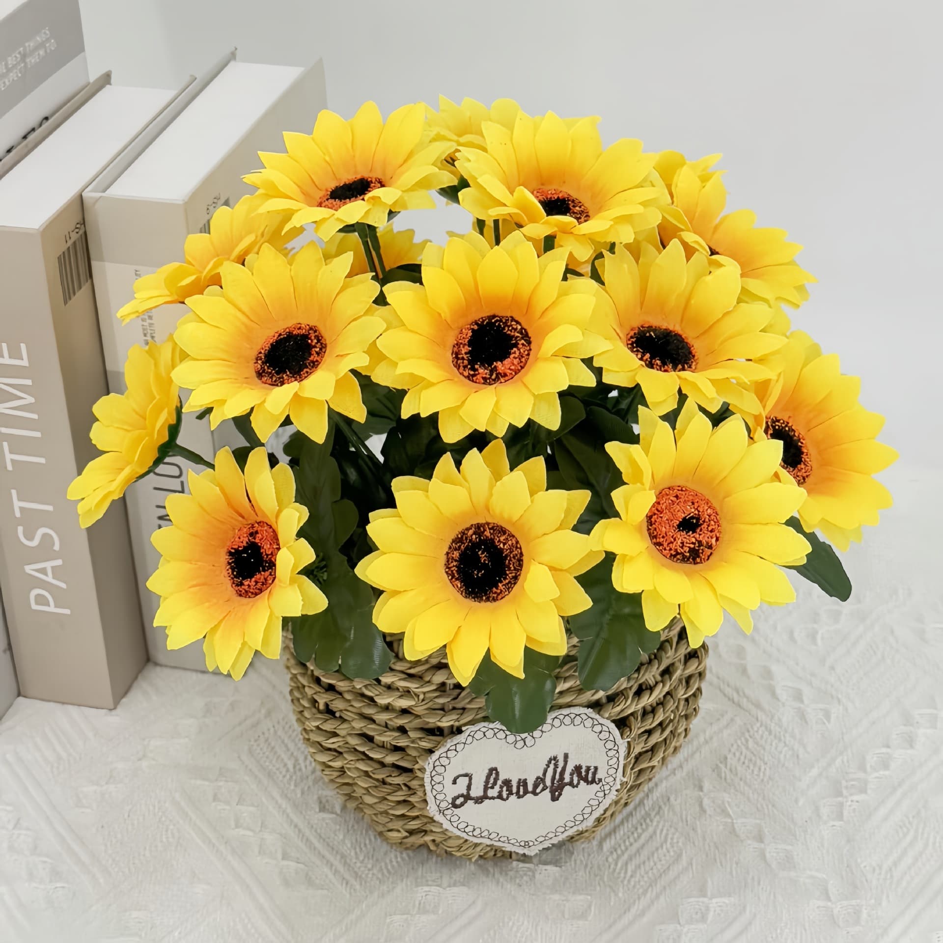 7-Head Sunflower Artificial Flowers Fake Flowers for Living Room Dining Table Desktop Decoration Dried Bouquet Silk Flower Potted Plant Greenery