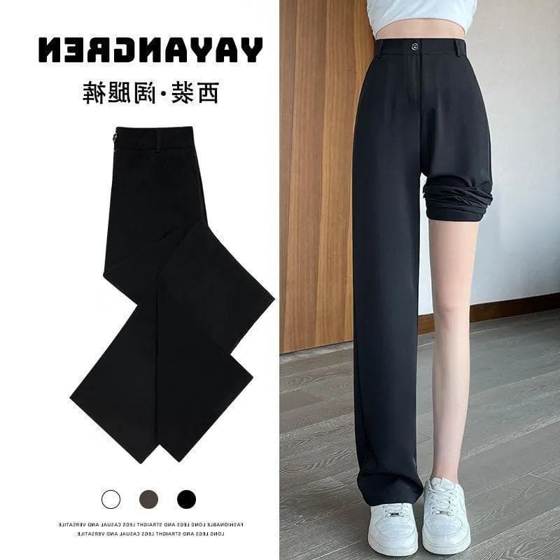 Black Women's Suit Pants 2026 New Spring/Fall High-Waist Slim Narrow Straight Casual Floor-Length Trousers for Cross-Border