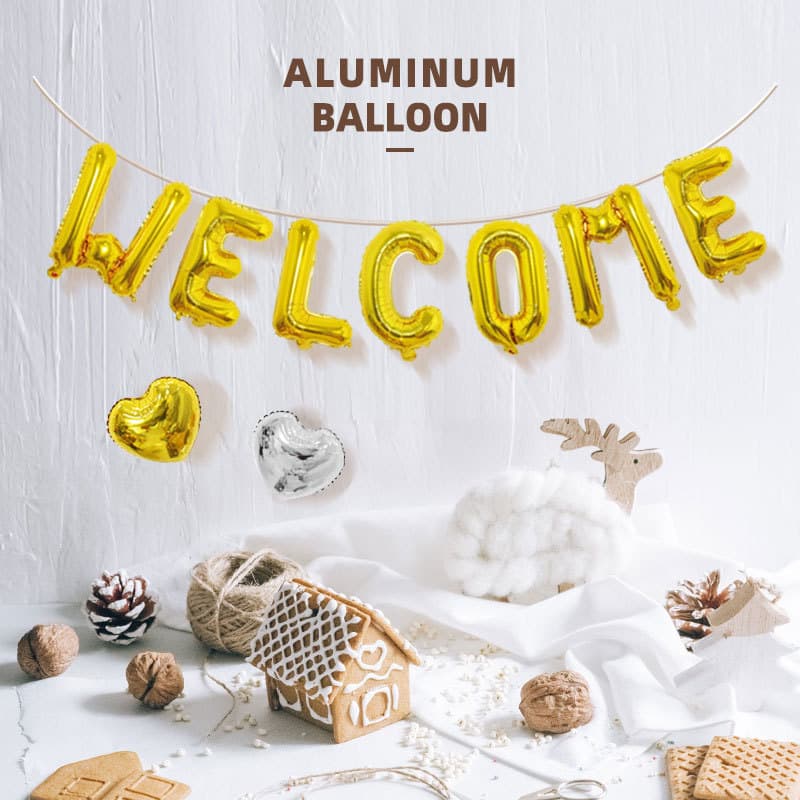 Welcome Letter Balloon Set 16 Inch 32 Inch Party Decoration Wedding Celebration Gold Red Blue Aluminum Foil Letter Balloons