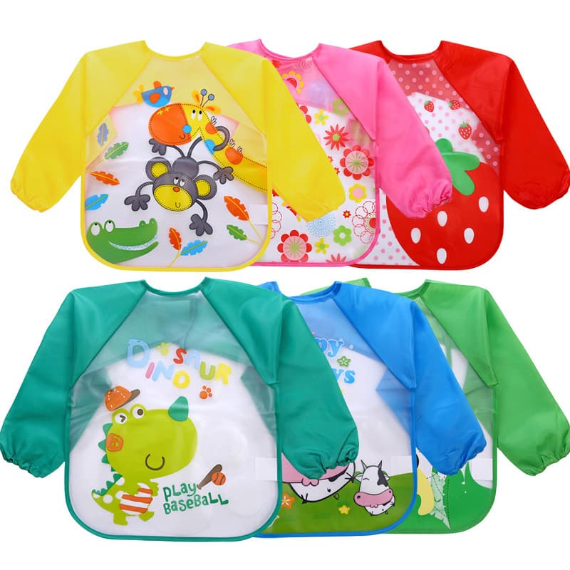 Dropshipping children's reverse wear smock with long sleeves, waterproof feeding bib for Amazon art apparel