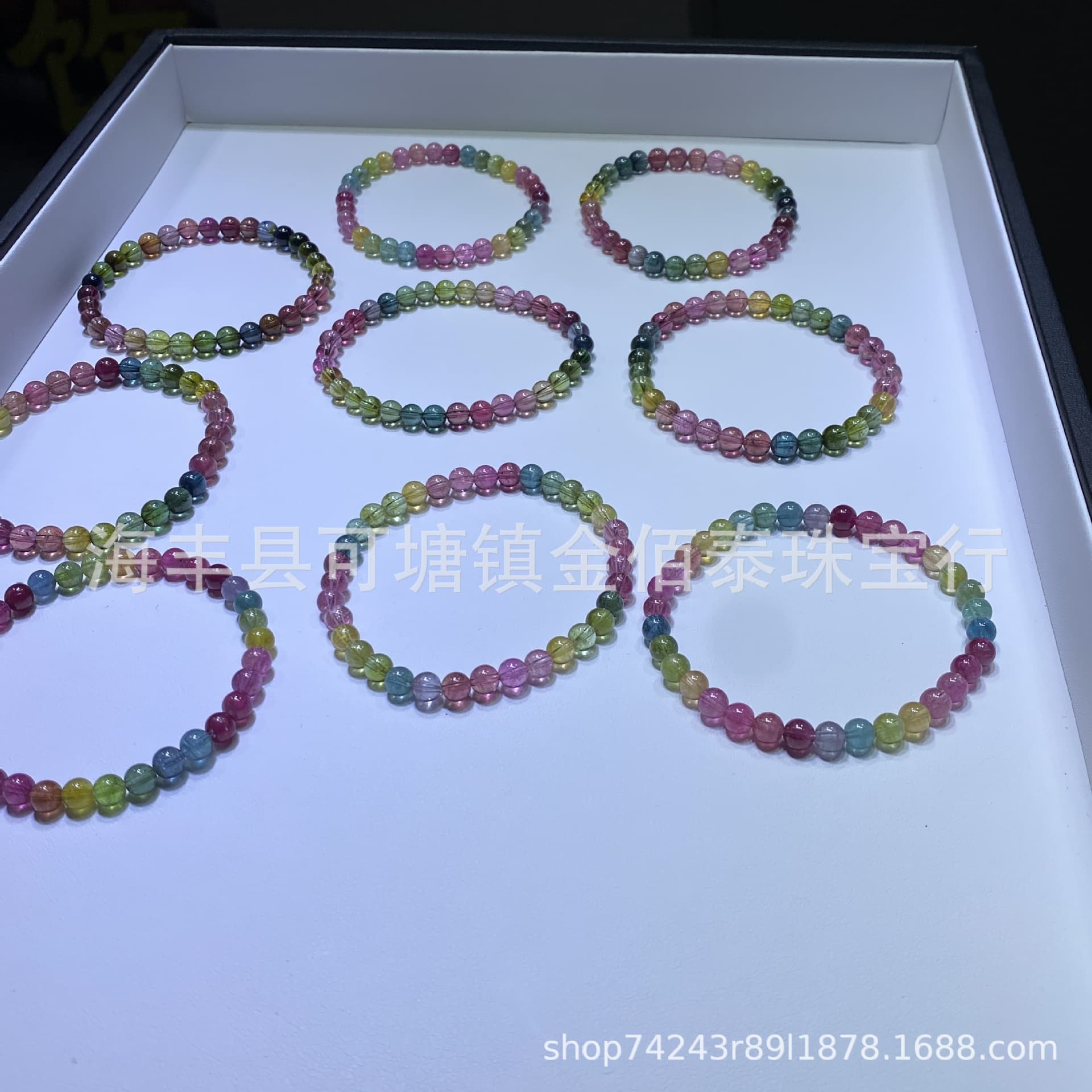 Natural color standard tourmaline round bead bracelet, gorgeous mermaid color natural tourmaline ice body high goods manufacturer wholesale tourmaline