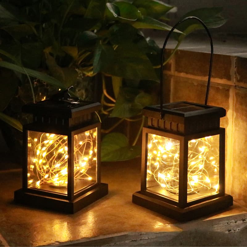 Solar retro palace lantern, copper wire lamp, atmosphere landscape hanging lamp, outdoor LED decorative lamp, courtyard star candle lamp