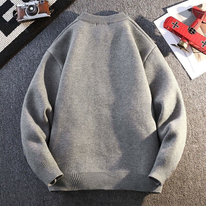 High-end Men's Cardigan Jacket Solid Color Simple Knitted Sweater Fashionable Top