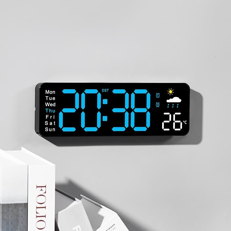 Multifunctional Creative Weather Clock Living Room Wall Clock New Cross-Border Product Alarm Clock Temperature Display Clock 6656