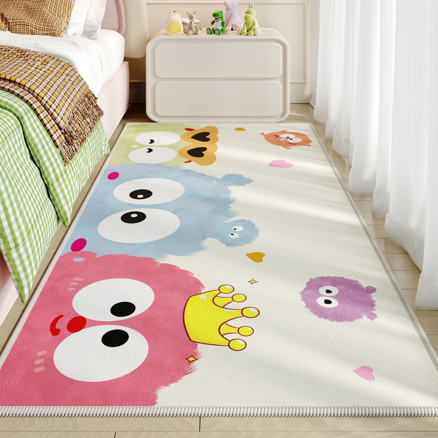Living room carpet, stain-resistant and non-slip, children's room bedside carpet, bedroom bedside blanket, cute floor mat, reading area floor mat