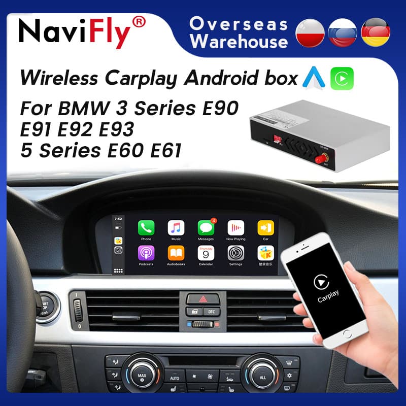 Compatible with BMW 3 Series 5 Series E60 Original Screen Upgrade Plug-and-Play Wireless CarPlay Android Auto Box