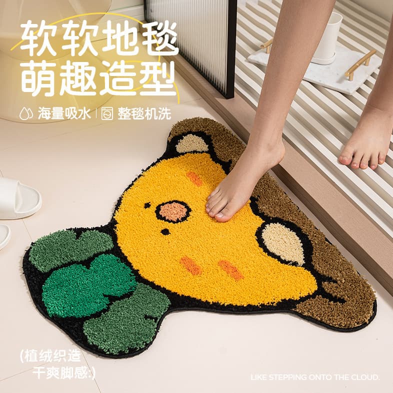 Cartoon Flocking Carpet Household Non-slip Door Tufting Carpet Toilet Water Absorbent Carpet Floor Mat Washable Machine Washable