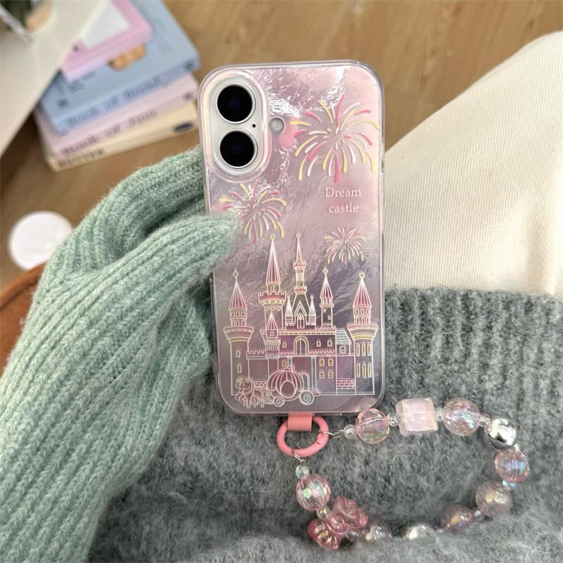 Pink Dream Castle Fireworks 16 Pro Max Phone Case Compatible with Apple 15 Pro Max Protective Cover 14 Pro/13