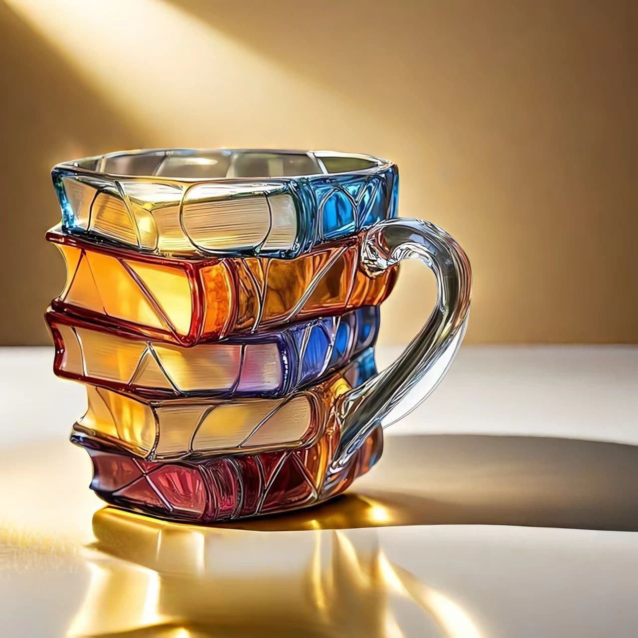 Creative Borosilicate Glass Book Cup, High-Aesthetic Hand-Painted Mug for Home, Coffee Latte Single-Wall Cup