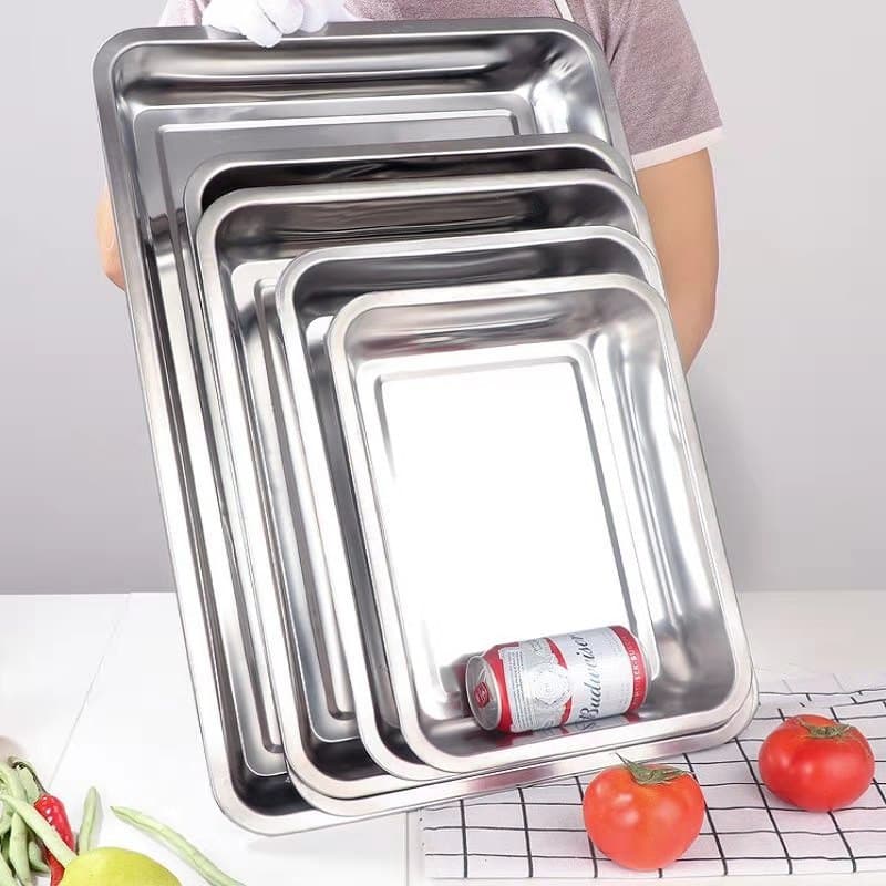 304 Stainless Steel Rectangular Tray, Baking Tray, Tea Tray, Steamed Rice Tray, Commercial Self-Service BBQ Tray, New Chinese Style