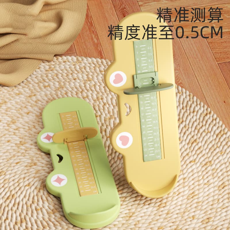 Children's foot measuring device, baby foot measuring tool, children's and infants' inner shoe size measuring device, universal and accurate foot measuring tool.
