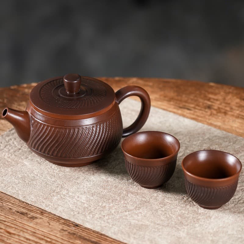 Raw Mineral Purple Clay Hanwa Jump Knife Teapot, Large Capacity Gongfu Tea Set, Single Teapot
