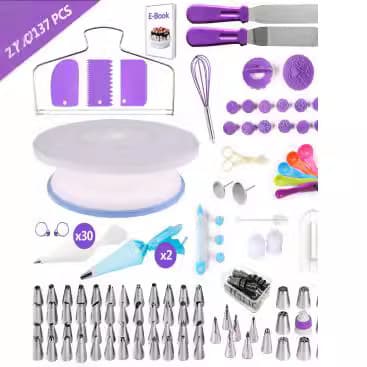 137-piece cake turntable pastry nozzle cake scraper cake layered cutting baking tool suit