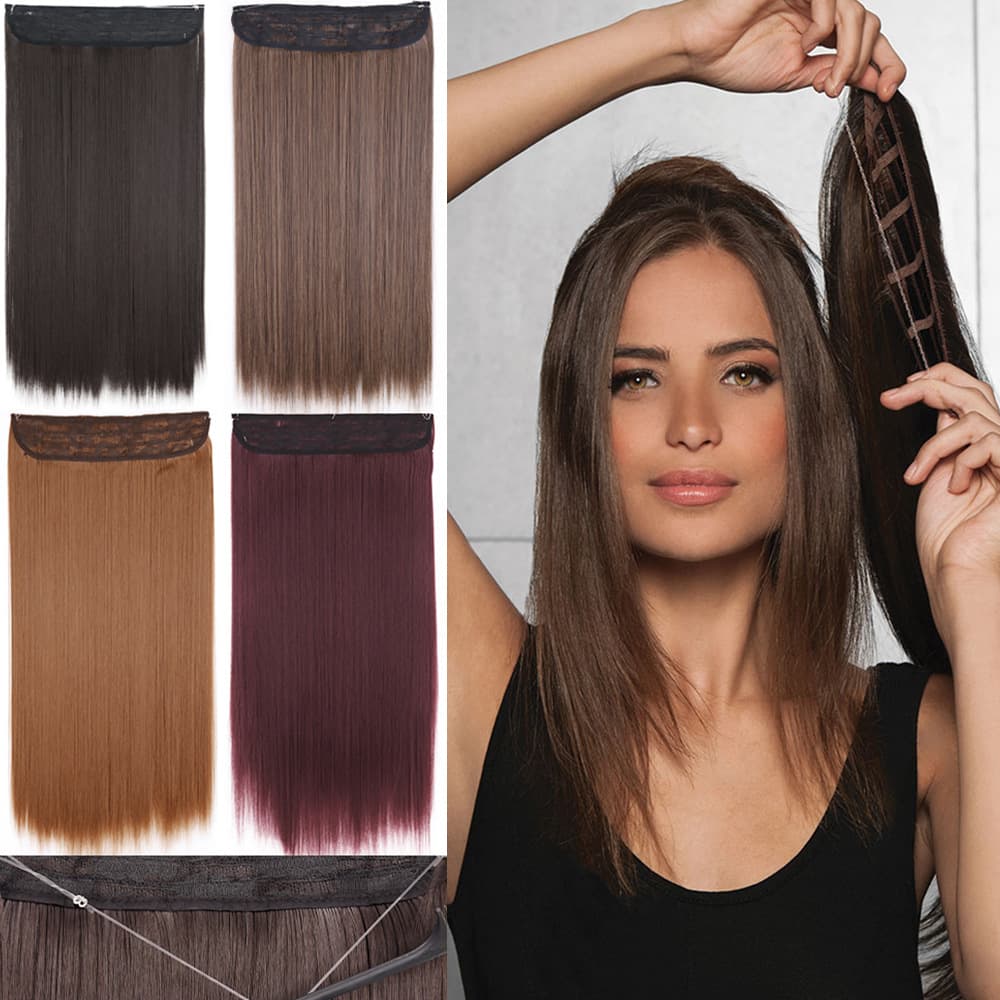 32-inch wig long straight fish line hair extension high temperature fiber 80cm extended hair extension
