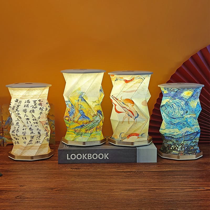 Customized cultural and creative gifts Folding rotating lamp Mid-Autumn creative gift atmosphere table lamp night light business souvenir
