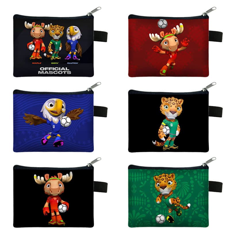 USA Canada Mexico Cartoon Coin Purse Mini Coin Storage Pouch World Cup Trophy Portable Zipper Card Holder