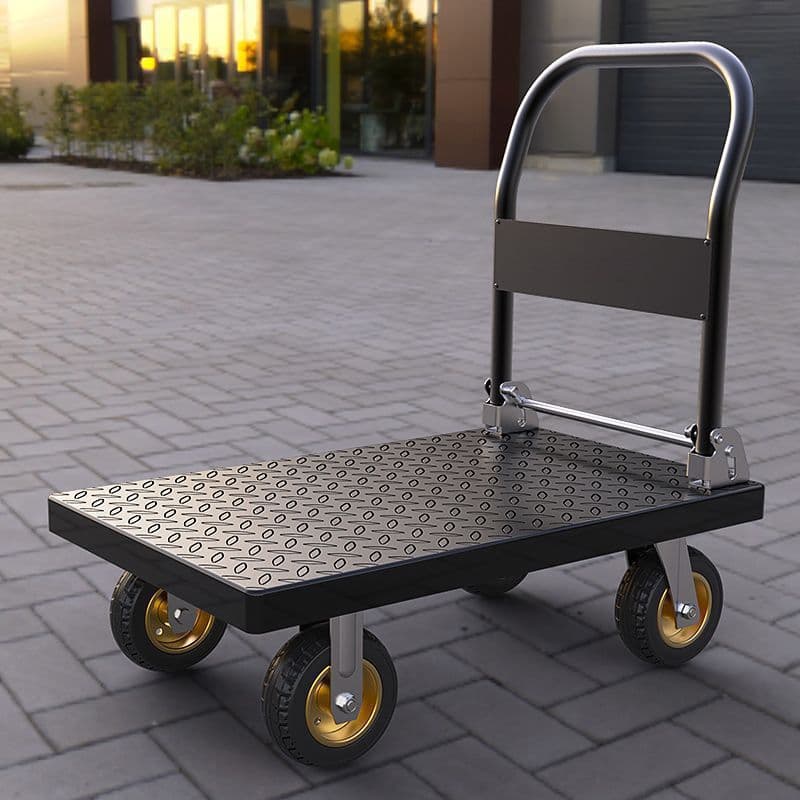 Steel Plate Hand Truck Trolley Cart Portable Folding Platform Cart for Home Use