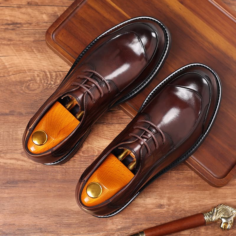 New Autumn/Winter Business Formal Leather Shoes for Men, Casual Genuine Leather Shoes with Thick Sole, Genuine Cowhide Commuter Shoes