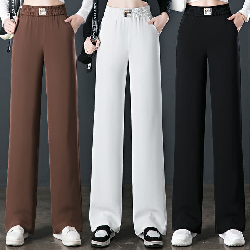 High-waist slim straight-leg trousers, summer lightweight drape-feel long pants, 2026 spring/summer new casual versatile floor-length pants