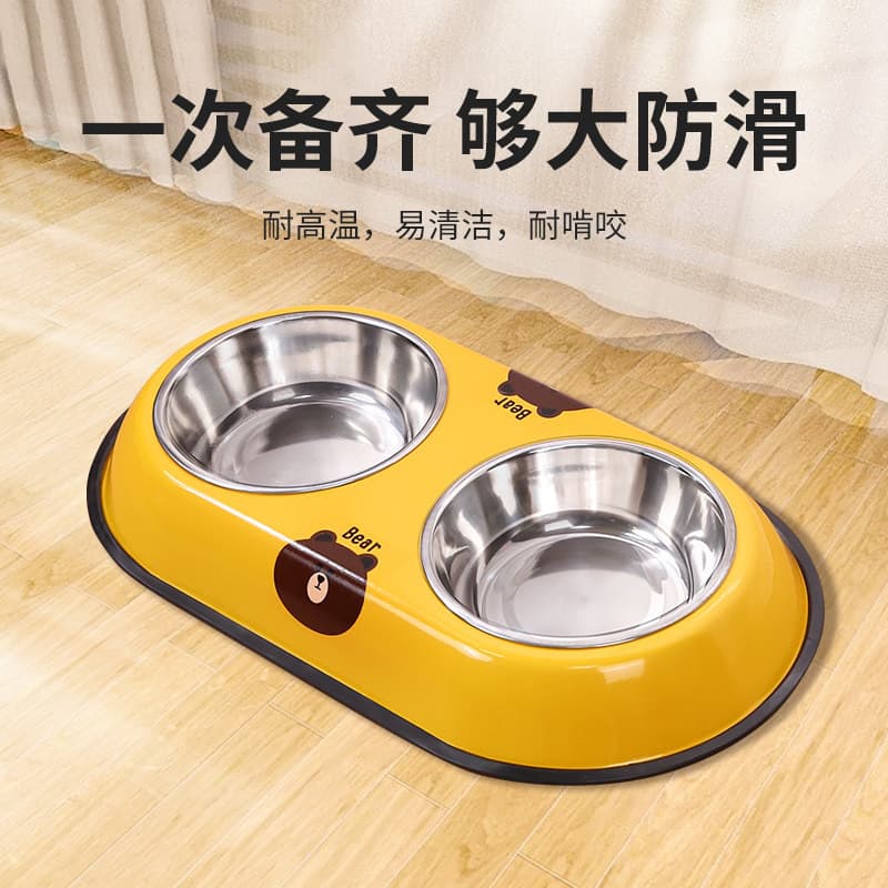 Dog Bowl Cat Bowl Pet Food Bowl Anti-Tip Double Bowl with Water Dispenser for Small and Medium Dogs Pet Supplies