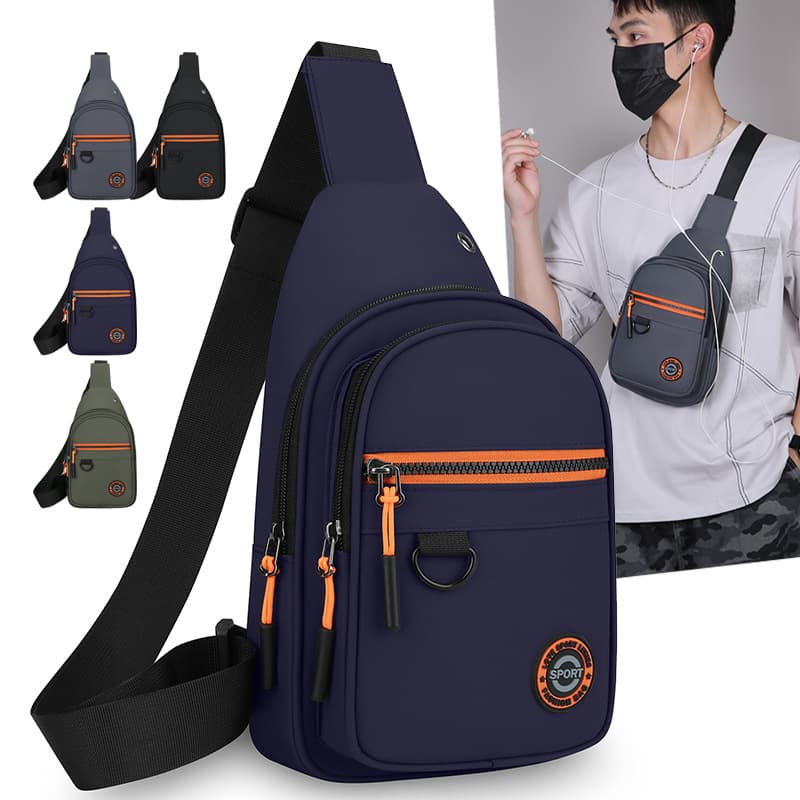 Cross-border men's multi-functional chest bag shoulder crossbody bag outdoor sports waterproof lightweight mobile phone bag cross-border casual men