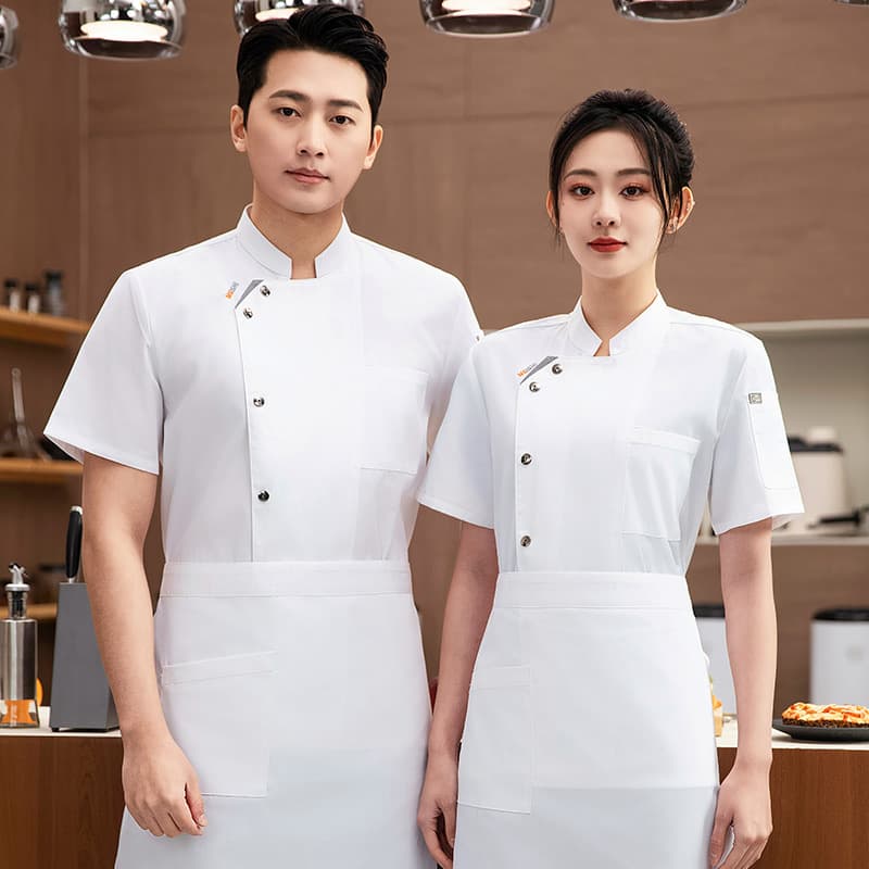 Chef Coat Summer New Style High-End Kitchen Uniform Hotel Catering Uniform Short Sleeve Chef Workwear for Men and Women