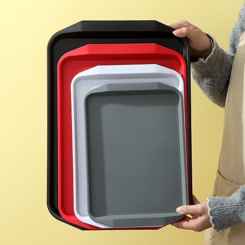 Plastic Tray Wheat Straw Commercial School Cafeteria Fast Food Rectangular Tray Tea Tray Handle Serving Tray
