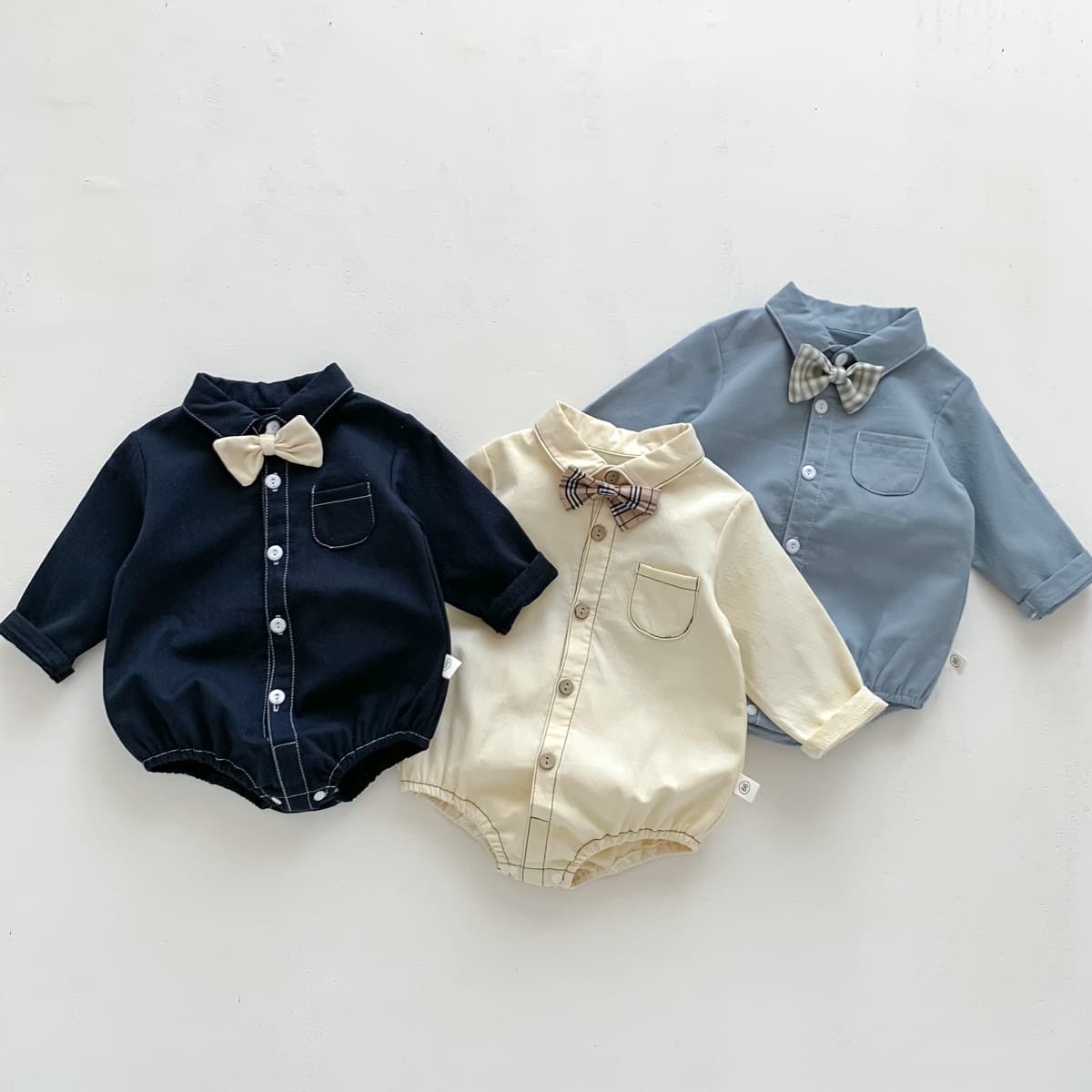 Spring Autumn New Men's Baby Gentleman Suit Romper Bow Tie Crawling Outfit For Newborns Hundred Days Anniversary Suit