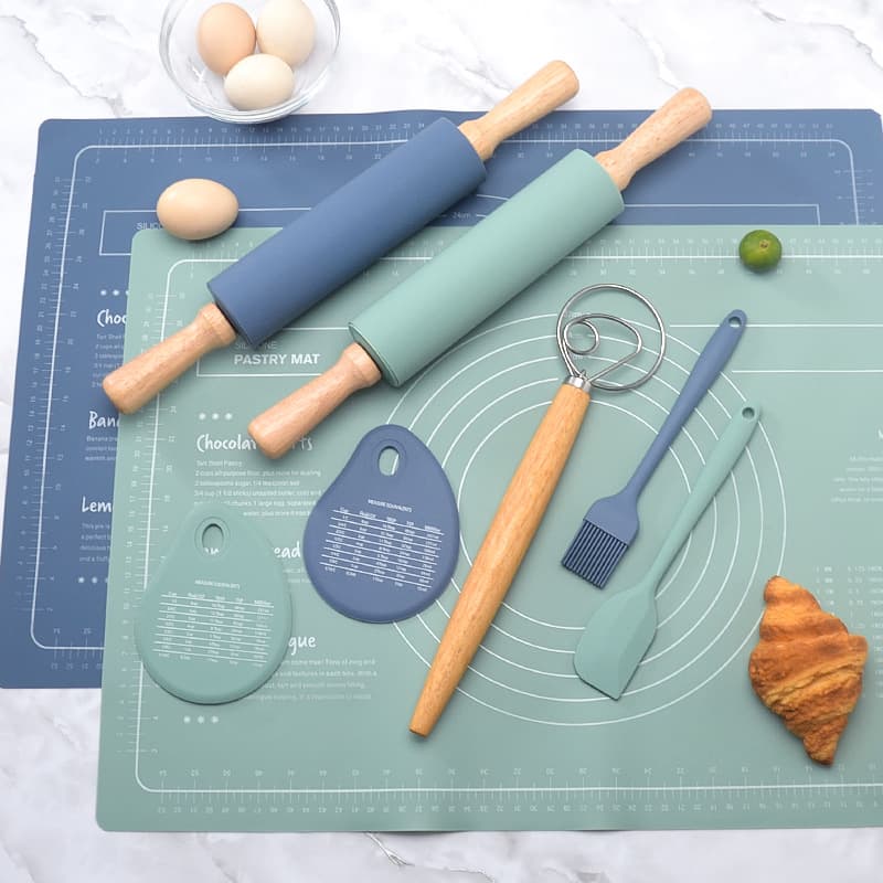 Food-Grade Silicone Dough Mat, Non-Slip Thickened Kneading Pad for Kitchen Baking, Set Combination