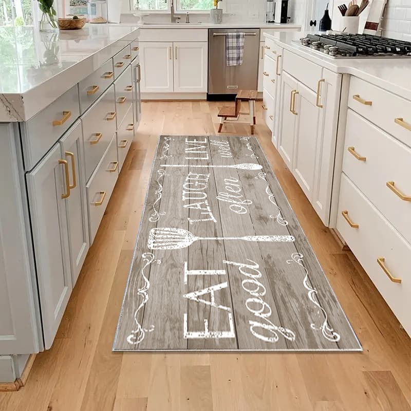 Amazon Retro American Kitchen Mat Kitchen Two-Piece Set Water-Absorbing and Oil-Absorbing Long Floor Mat Entry Door Mat Ready in Stock