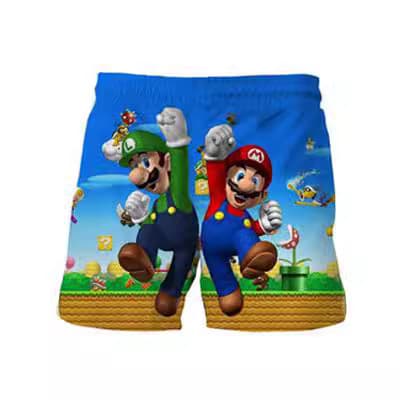 Summer New Children's 3D Print Mario Shorts for Boys, Kids Casual Cartoon Beach Shorts