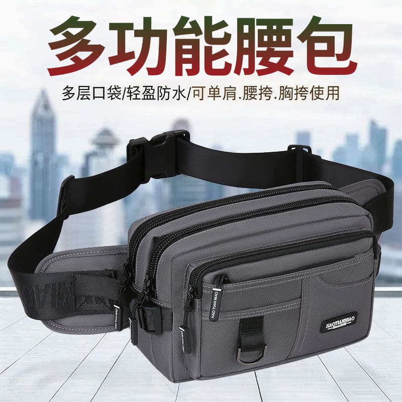 Men's Waist Bag Wholesale Canvas Phone Cashier Bag Tool Phone Pouch Sports Crossbody Chest Bag Travel Phone Wallet