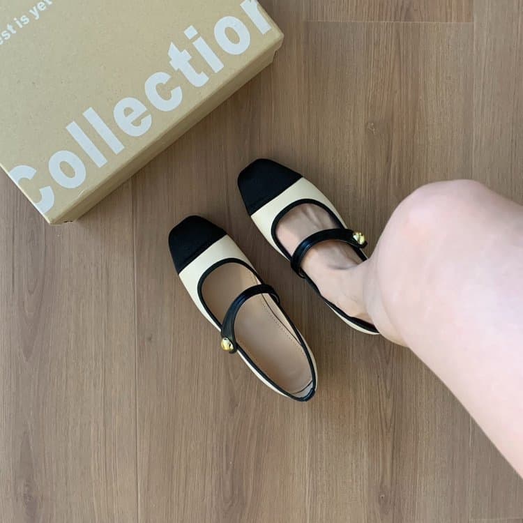 French Evening Breeze Women's Single Shoes 2025 New Summer Black Mary Jane Shoes with Skirt Soft Leather Ballet Flats