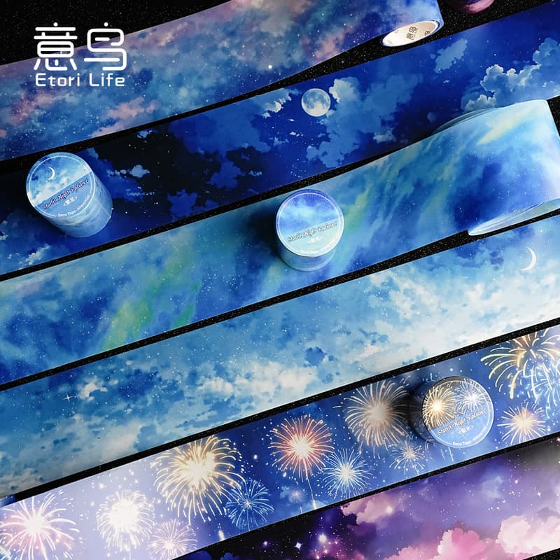 Jilv Yinao Night Island Starlight PET Tape Series Dreamy Ins Starry Sky Theme Decorative DIY Scenery Stickers