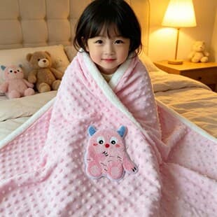 New Style Children's Baby Cartoon Bean Fleece Blanket, Autumn/Winter Newborn Kindergarten Nap Cover Blanket