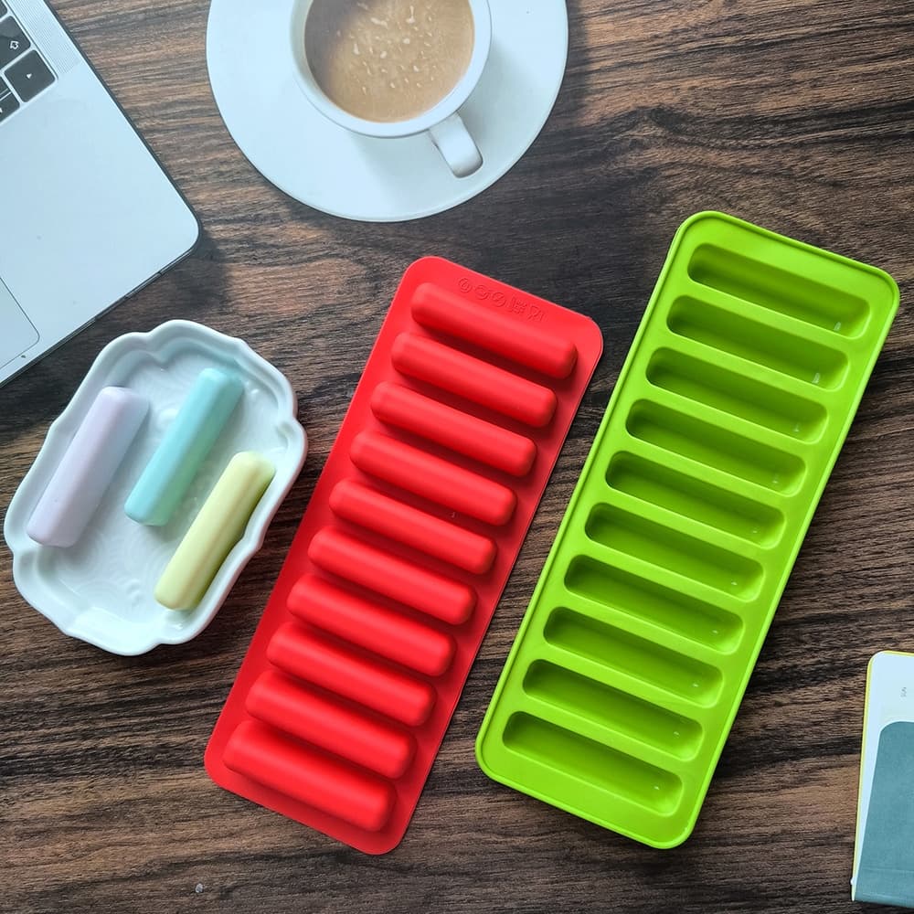 10-Cavity Long Finger 591 Silicone Mold DIY Finger Biscuit Chocolate Ice Cube Mold Baby Teething Stick