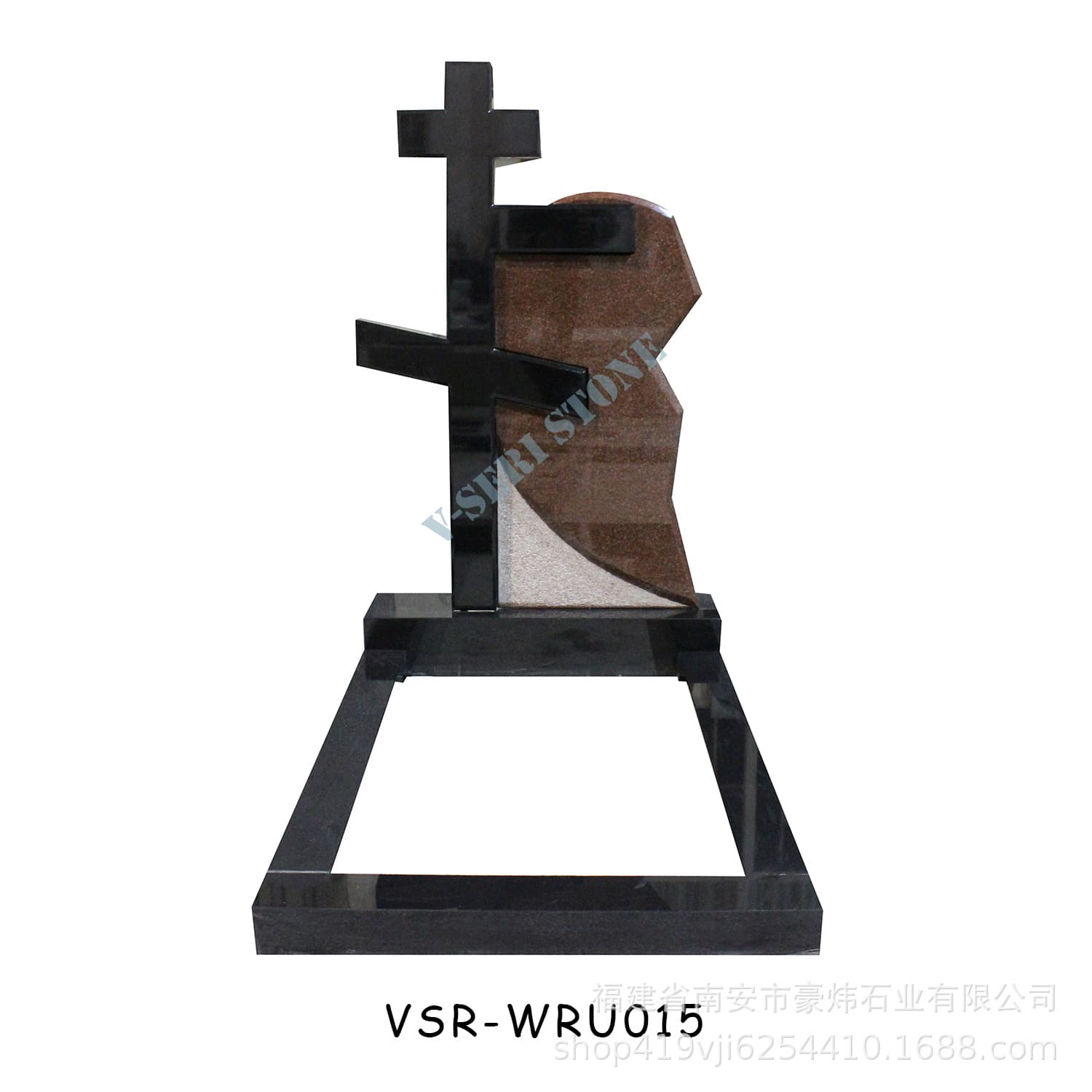 Natural granite dual-color combination unique design headstone, Russian-style monument stone