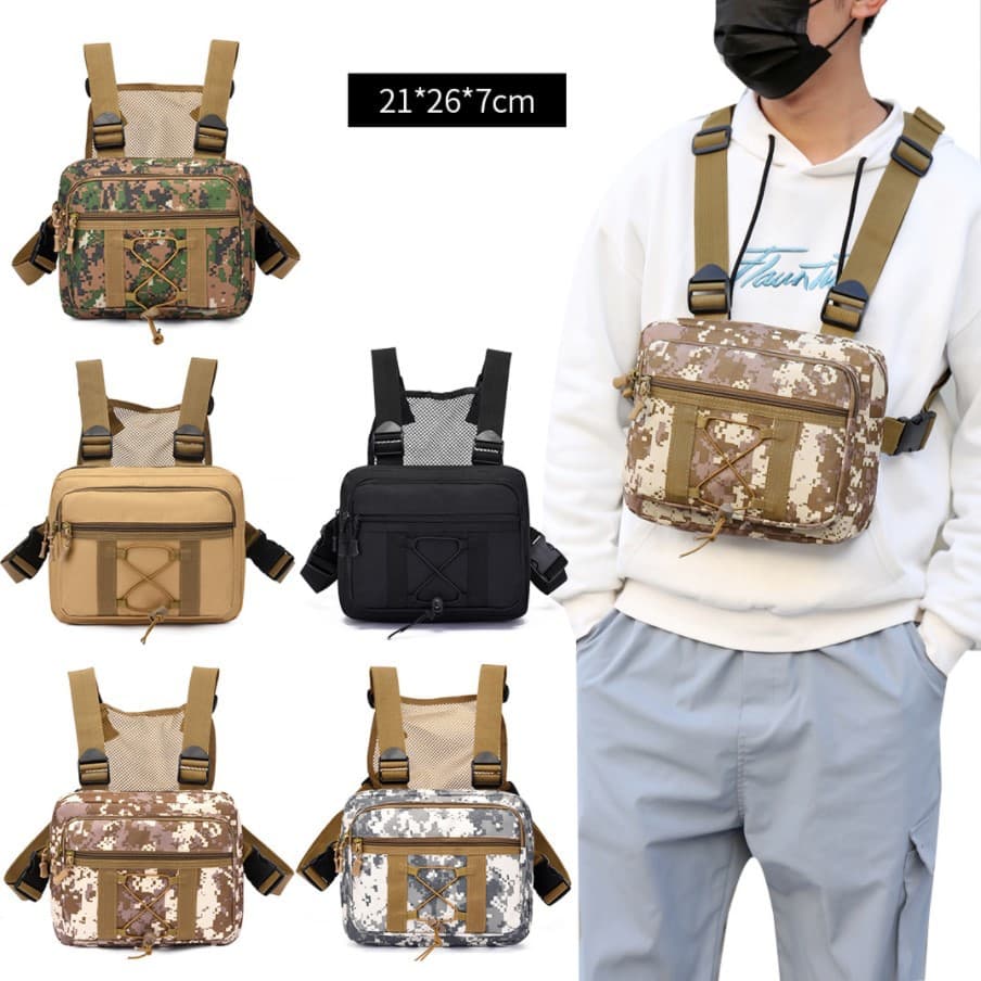 Men's Chest Bag Casual Style PU Leather Crossbody Bag Satchel Handbag Fashionable Shoulder Zipper Closure