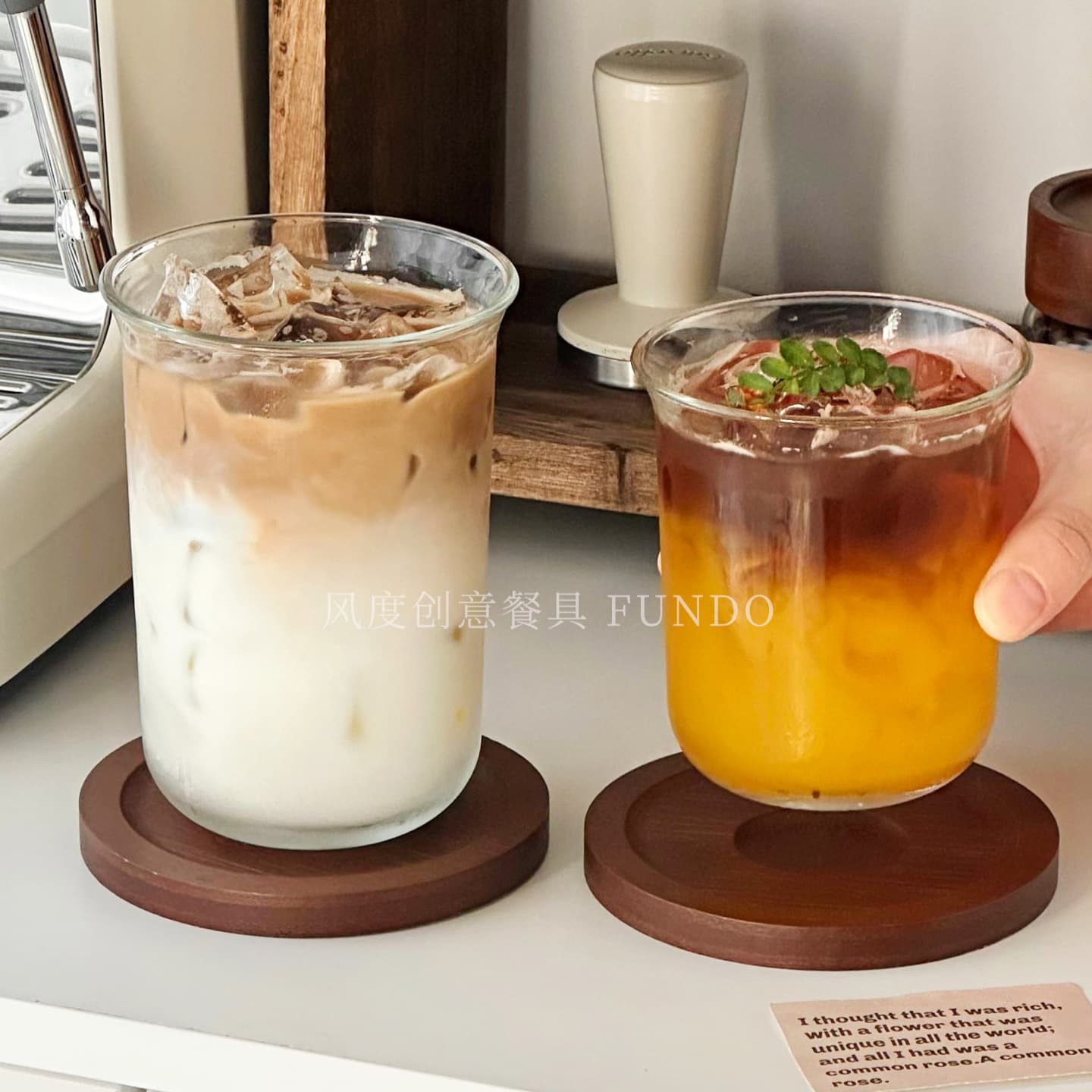Reverse Rim Coffee Cup Ins Style Glass Cup Simple Cold Drink Milk Tea Cup Water Cup Cold Drink Cup Beverage Latte Cup