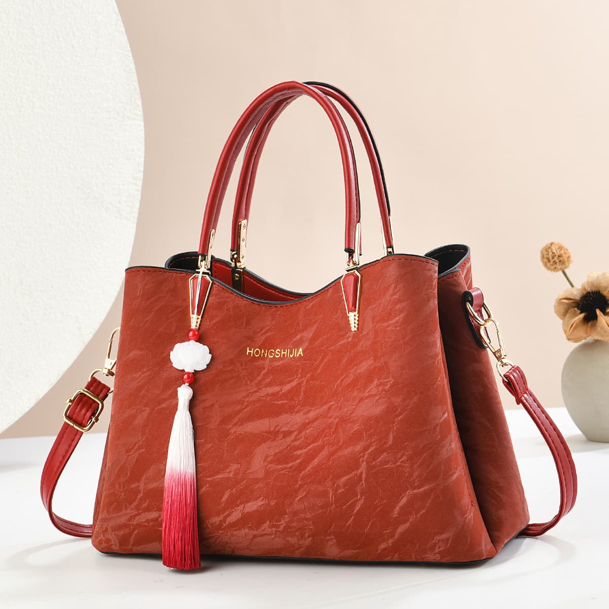 Red 2025 New Large Capacity Chinese Style Wedding Bag Bride Bag Mother-in-law Bag Handbag Crossbody Bag Women's Bag