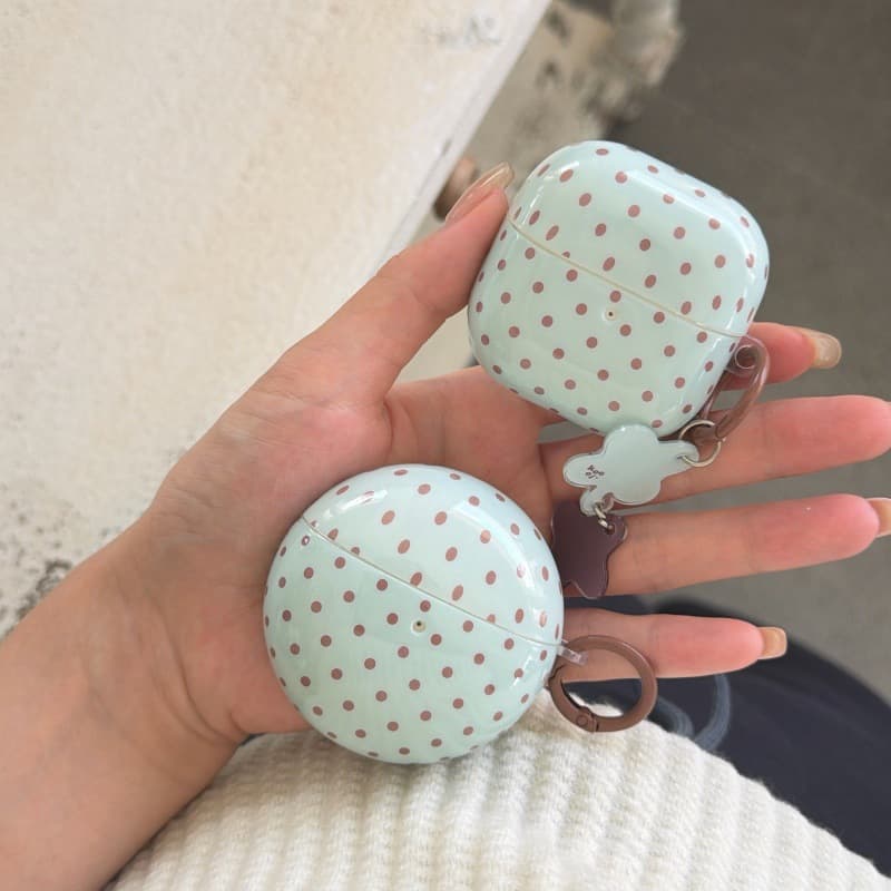 Retro Mint Green Polka Dot FreeBuds 7i Earphone Case Compatible with Huawei FreeClip 2 and Samsung Buds Pro