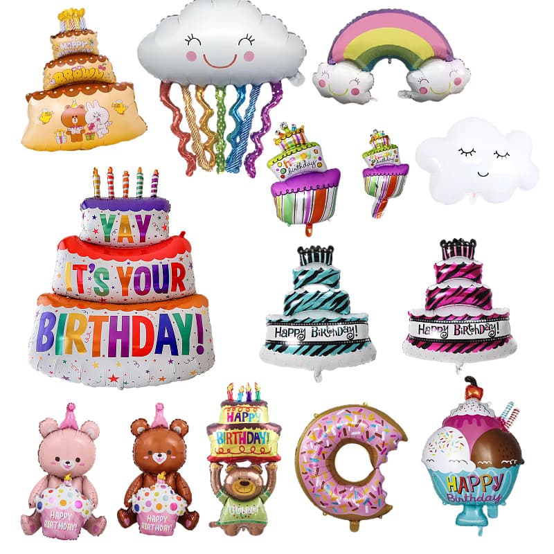 Large three-layer birthday cake aluminum film balloons Children's birthday party decoration cake aluminum foil balloons wholesale