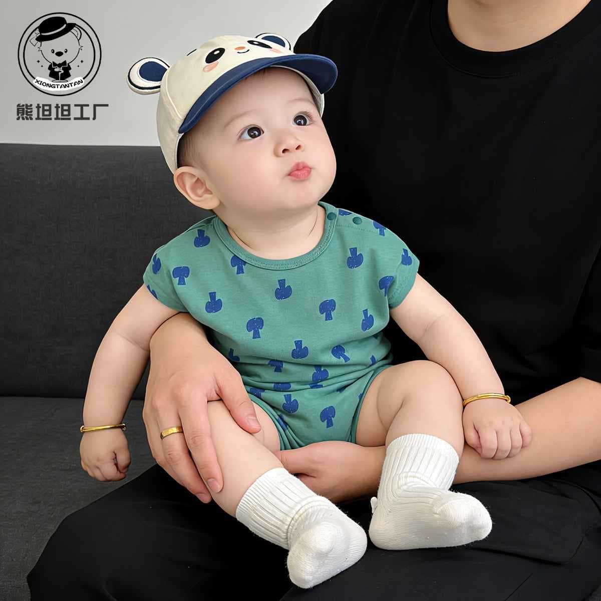 Baby jumpsuit summer thin short-sleeved outdoor clothing super fashionable baby clothes summer Korean version baby clothes