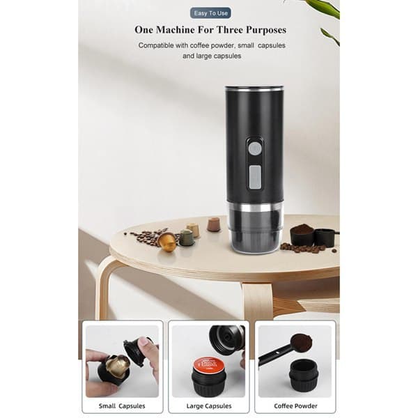 1 Piece Color: Black Material: ABS Portable Capsule Coffee Machine Italian Espresso High Pressure Outdoor Wireless Electric