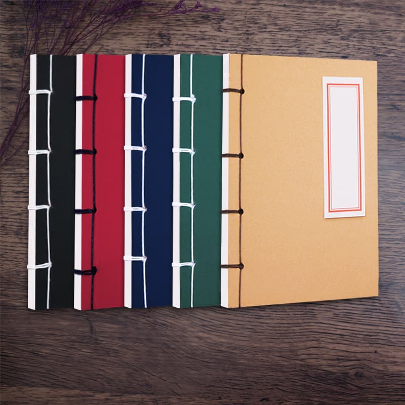Vintage Thread-Bound Notebook Retro Creative Journal Vertical Eight Lines Kraft Paper Shanglin Fu Copybook Scripture Copying Poetry Copybook